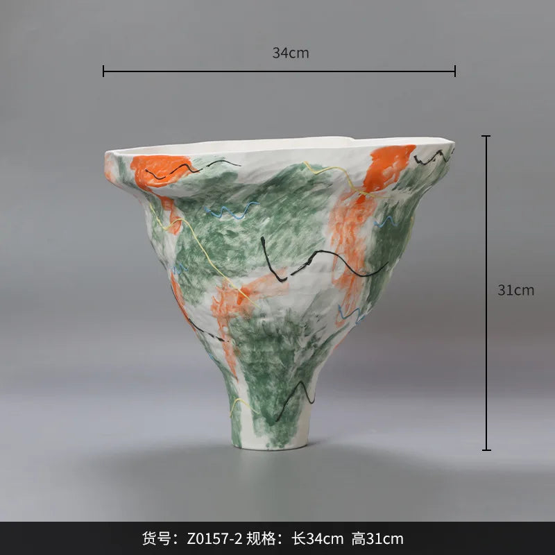 DecorBites™ Abstract Irregular Pattern Ceramic Vase for Home Decoration