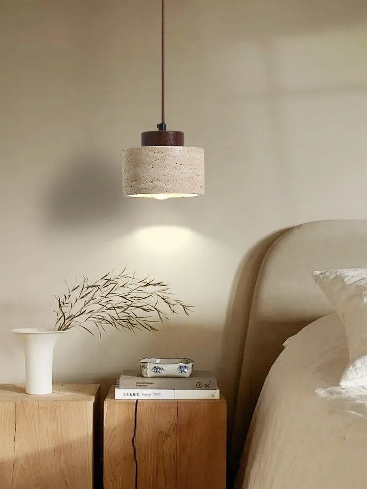 Japanese Travertine Stone Pendant Light