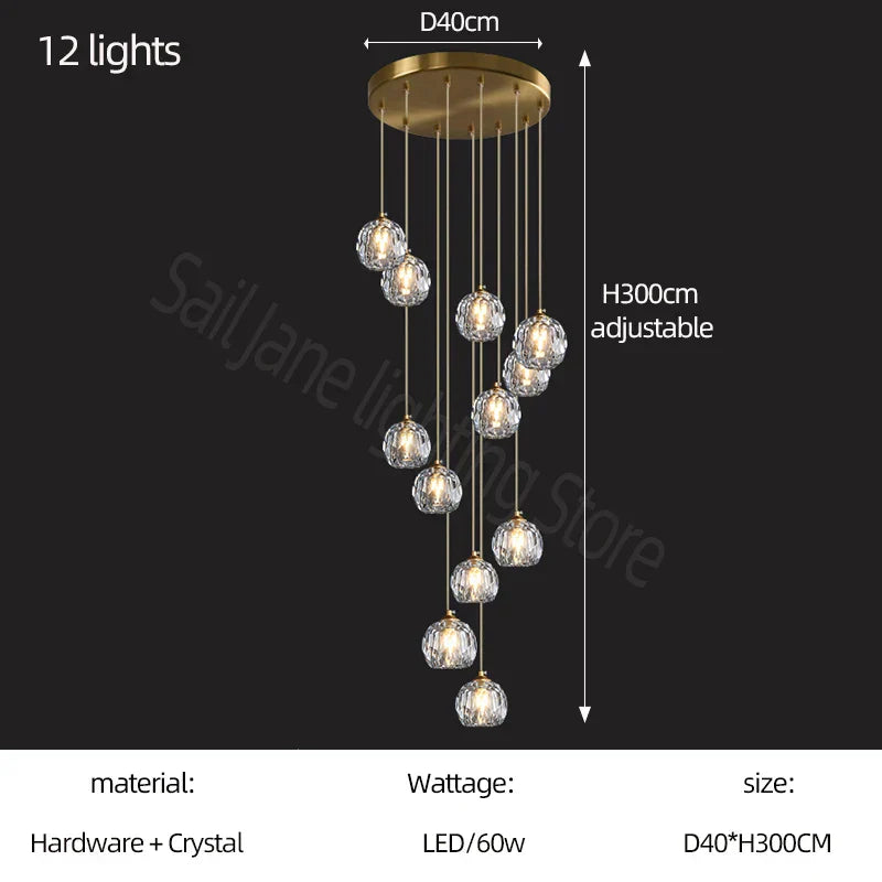 DecorBites™ Crystal Stair Football Shaped Chandelier with G9 Lights