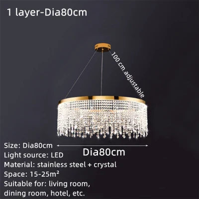 DecorBites™ Crystal Water Curtain Pendant Chandelier - Luxury LED Lighting for Home, Hotel, and More