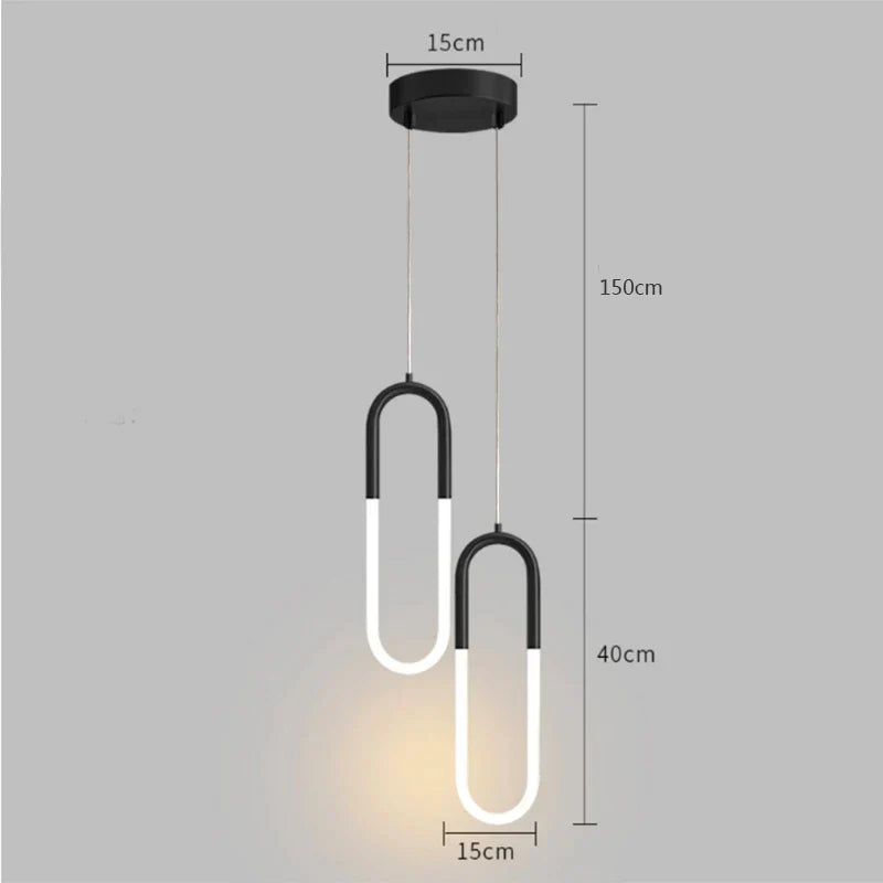 مصباح متدلي LED ذهبي أسود DecorBites™: رأس واحد/مزدوج، مصباح معلق بخط طويل