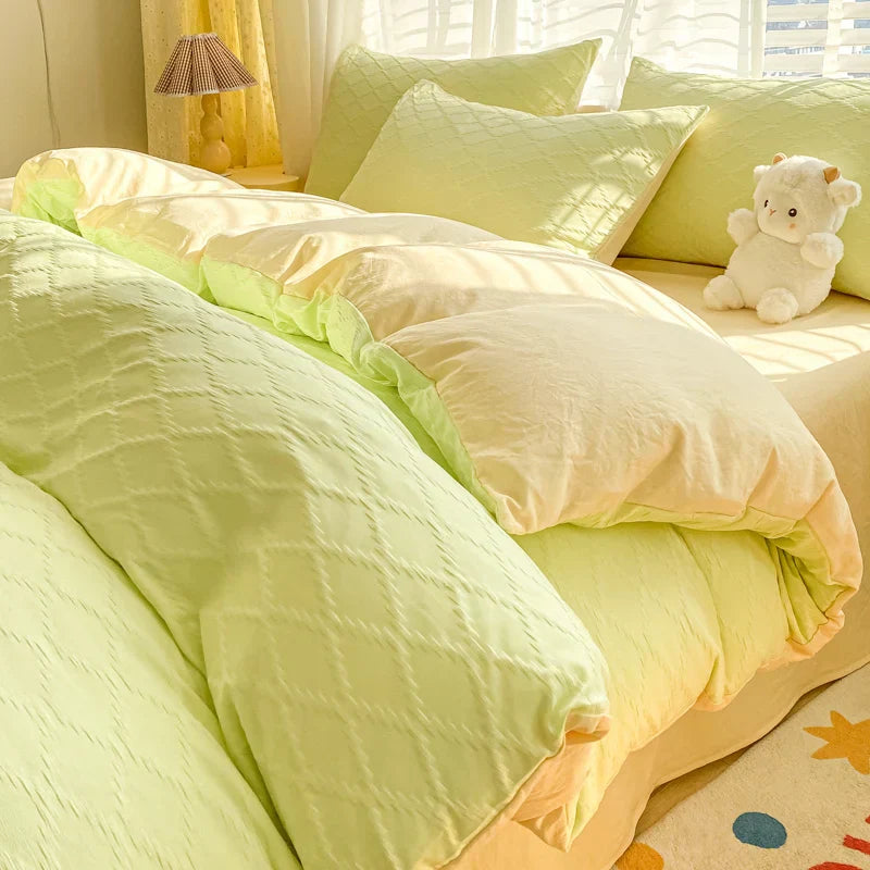 DecorBites™ Fresh Bubble Yarn Fabric Bedding Set - Soft, Breathable Duvet Cover with Sheet