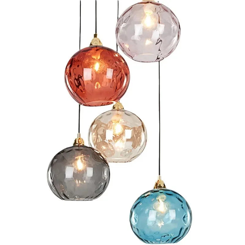 Modern Colorful Glass Pendant Light in Polished Chrome