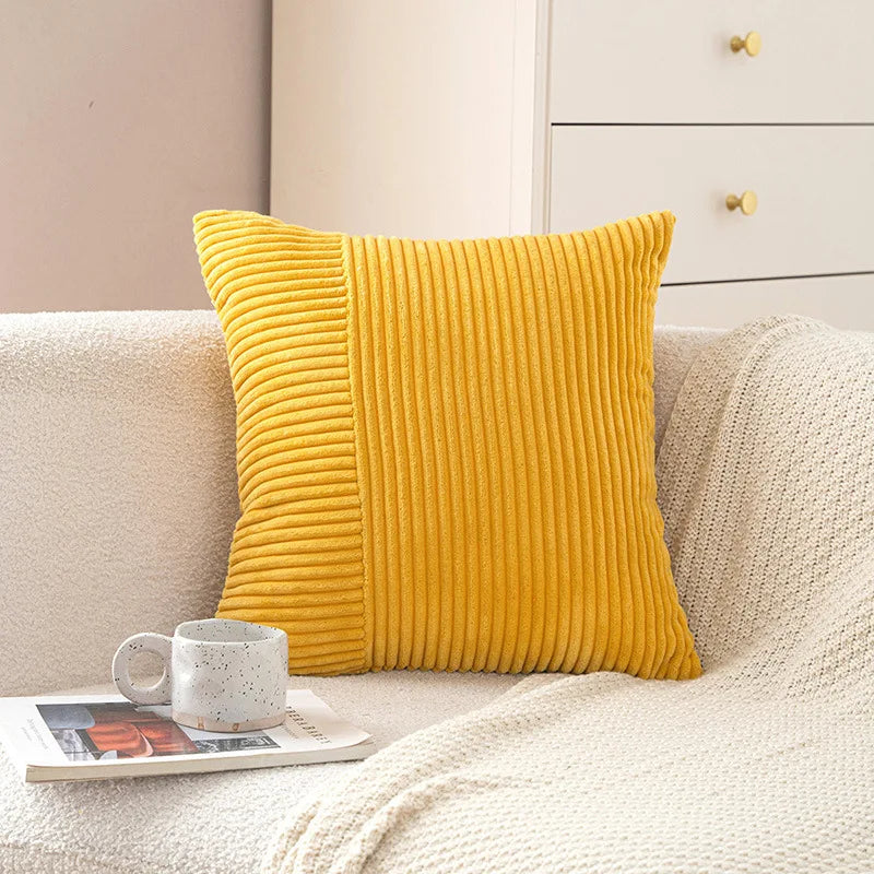 DecorBites™ Corduroy Striped Body Pillow: Soft Lumbar Support & Cozy Home Decor