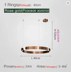 Modern Ring LED Pendant Light in Black or White