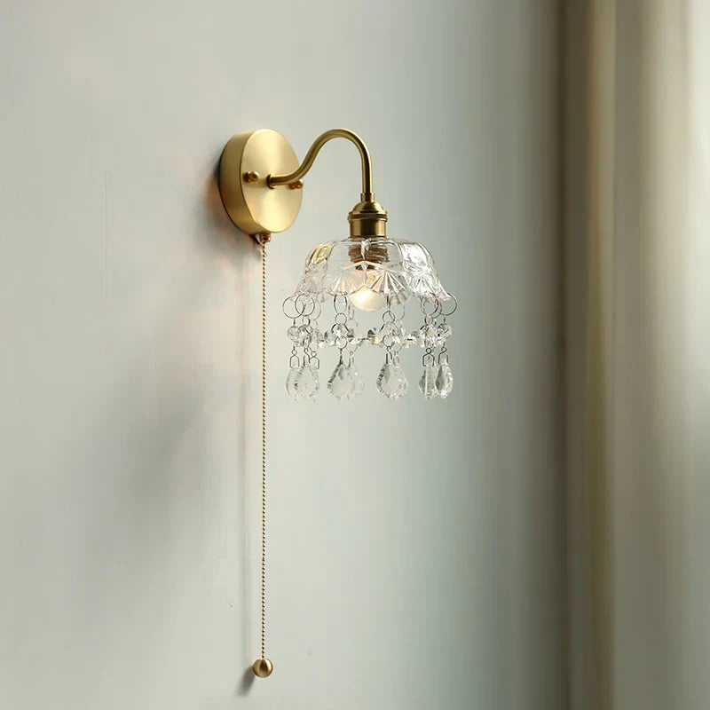 DecorBites™ Crystal Glass LED Wall Light with Pull Chain Switch, Nordic Modern Design