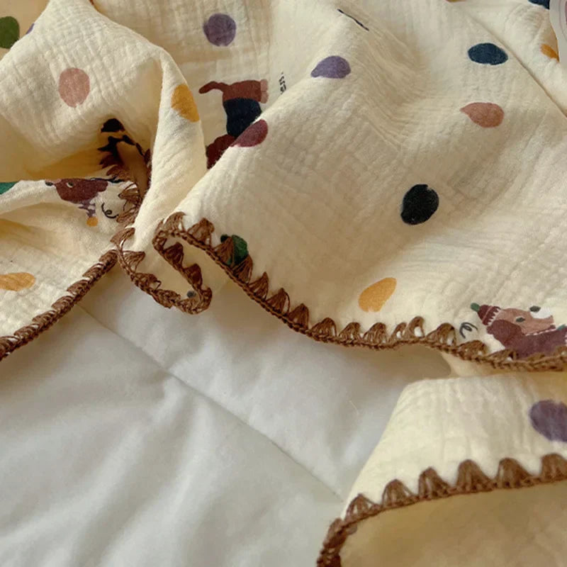بطانية كرتونية قطنية كورية من DecorBites™ للسفر والمنزل - للأطفال والكبار