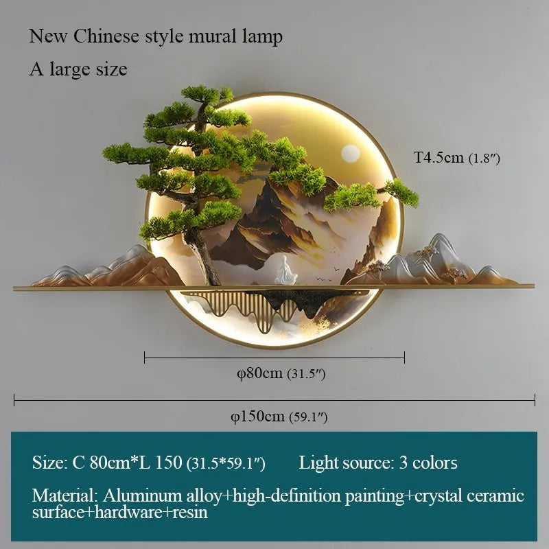 مصباح DecorBites™ ‎LED ثلاثي الأبعاد بتصميم مناظر طبيعية لديكور المنزل - طراز صيني حديث