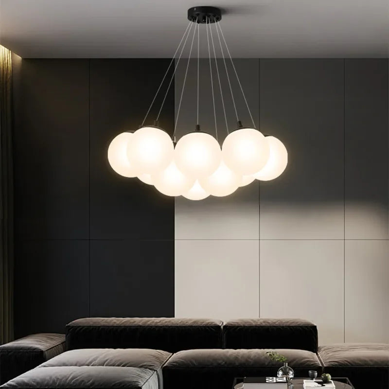 DecorBites™ Glass Ball LED Pendant Light for Home Decor, Nordic Style Chandelier for Living Room