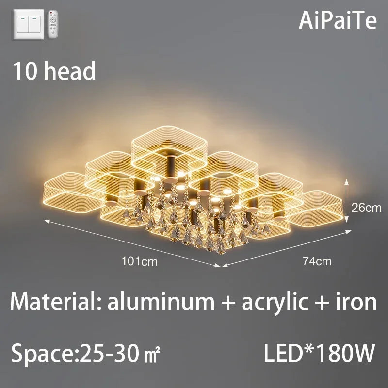 DecorBites™ Acrylic Lustre Chandelier for Living Room, Bedroom, Kitchen - Hanging Ceiling Lamps