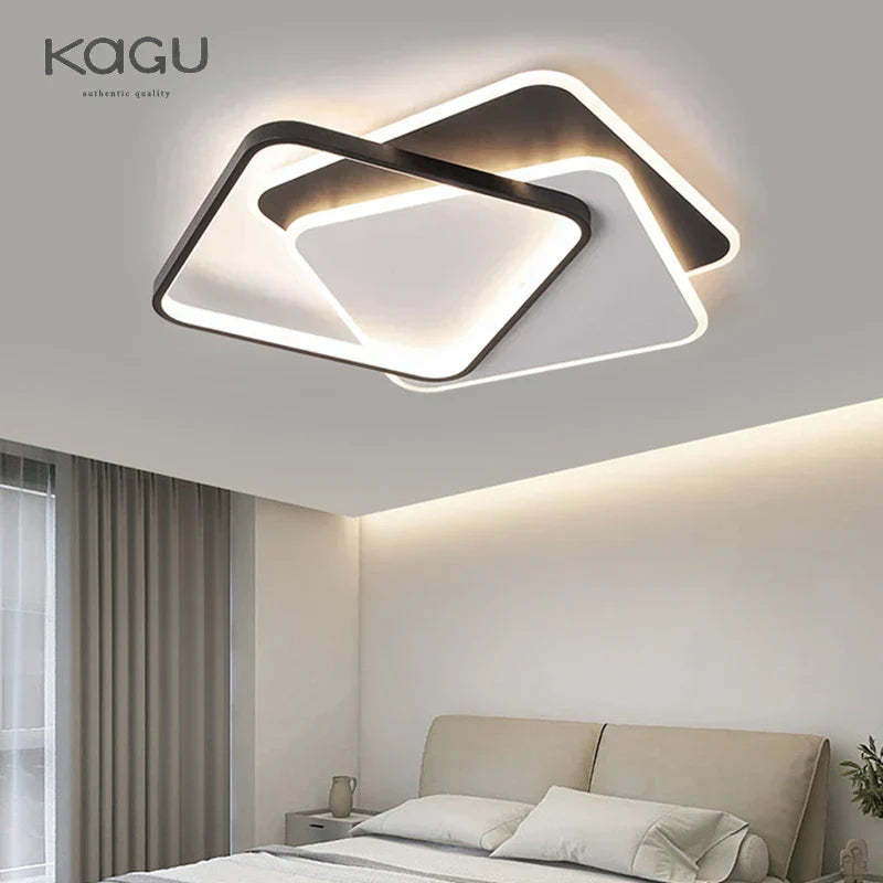 ثريا LED من DecorBites™: إضاءة عصرية باللونين الأسود والأبيض لغرفة المعيشة وغرفة الدراسة