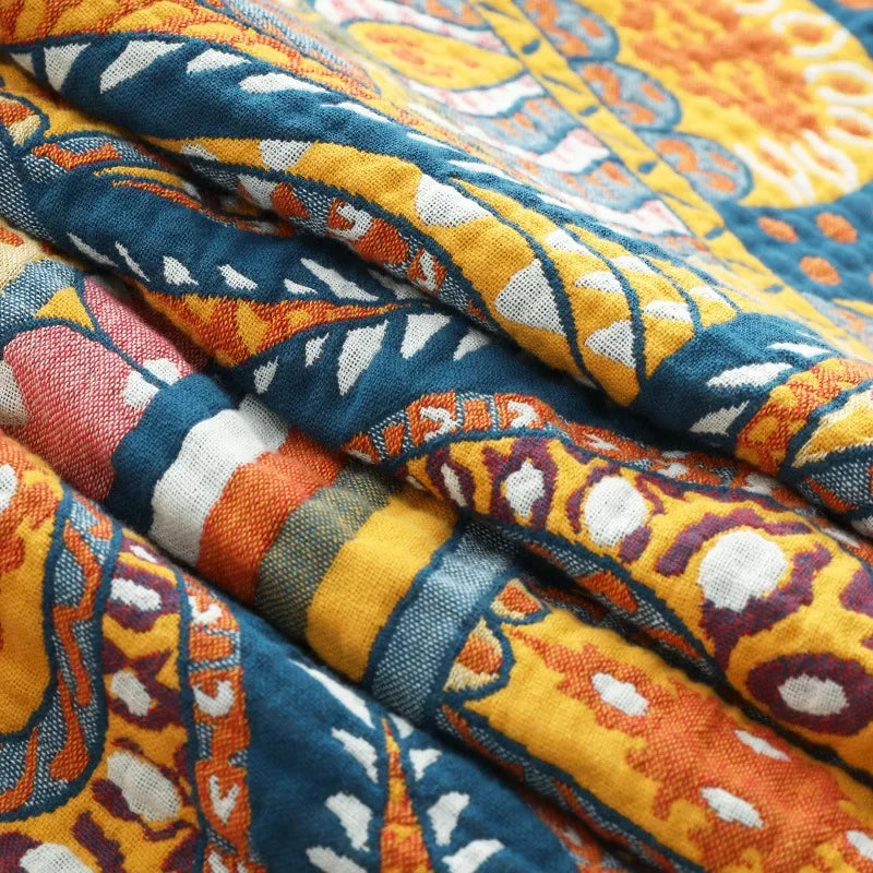 DecorBites™ Cotton Mandala Leisure Blanket - Soft Double Nap Bedspread & Sofa Towel