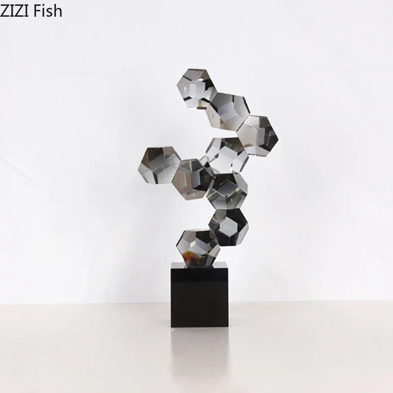 DecorBites™ Geometric Crystal Ball Desk Ornament: Abstract Crafts Crystal Artwork for Aesthetic Room Decor