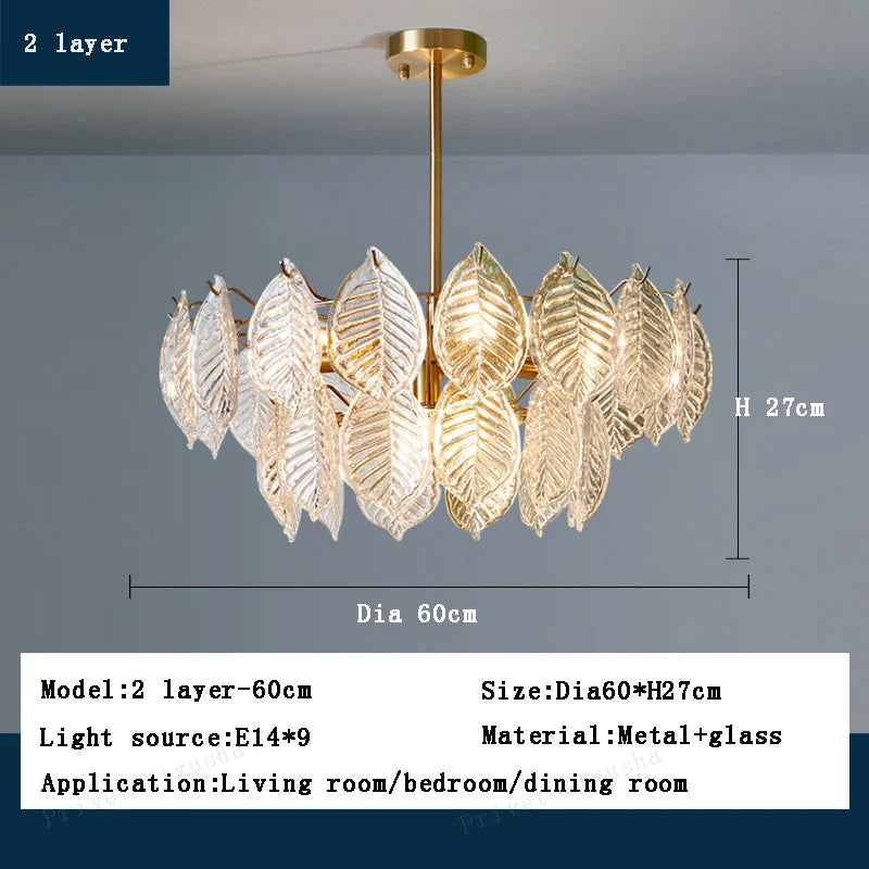DecorBites™ ثريا أوراق الشجر الزجاجية الفاخرة لغرفة الطعام