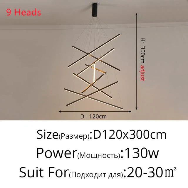 DecorBites™ Aluminum Ceiling Chandelier with Changeable LED Shape for Stairway and Living Room