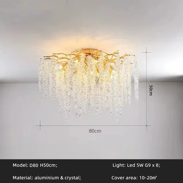 ثريات كريستال LED زجاجية ذهبية من DecorBites™ لديكور غرف الطعام الفاخرة