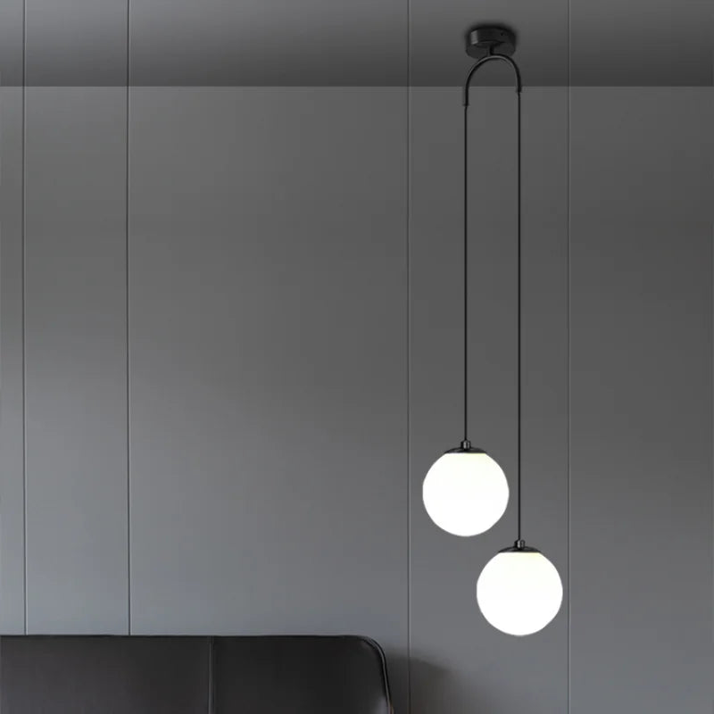 DecorBites™ Glass Ball Dual Head Pendant Light for Bedroom, Modern LED Chandeliers