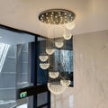DecorBites™ Crystal Ball LED Chandelier: Modern Industrial Pendant Light for Living Room