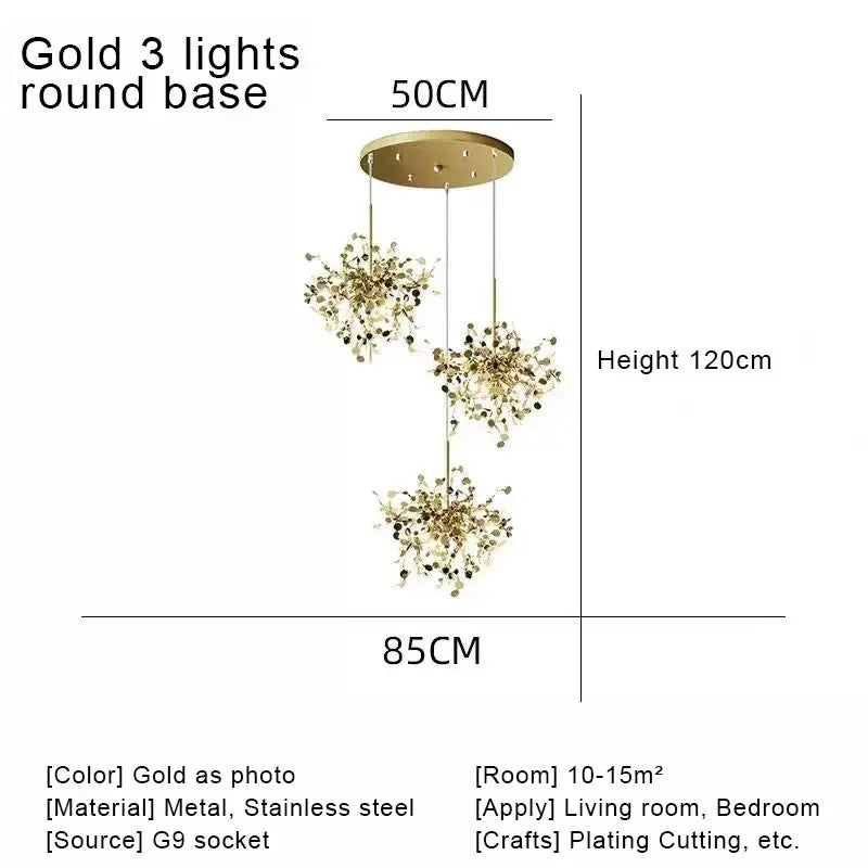 مصباح السقف المعلق الذهبي بتقنية LED من DecorBites™ لديكور المنزل والمعيشة العصرية