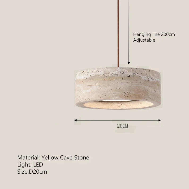Wabi-Sabi Round Travertine Stone Pendant Light