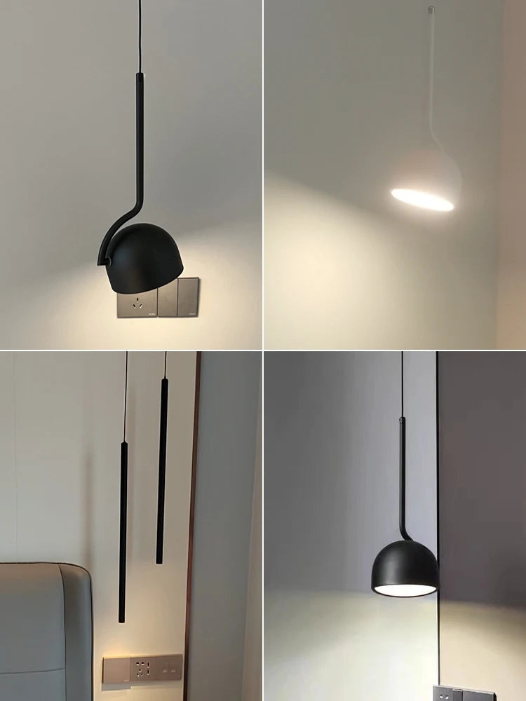 Minimalist Black and White Metal LED Pendant Light
