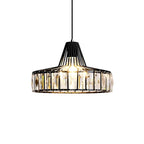 Nordic Crystal Round Pendant Light in Black Iron