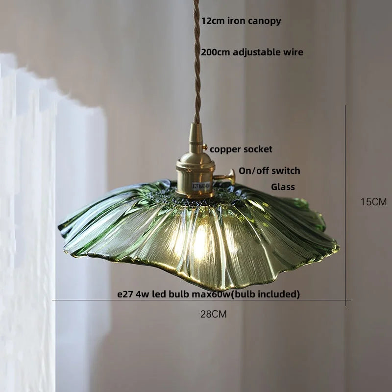 DecorBites™ Amber Flower Glass LED Pendant Lights for Home Decor