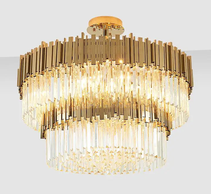 DecorBites™ Crystal LED Chandelier: Adjustable Metal Hanging Lamp for Living Room, Dining, Bedroom