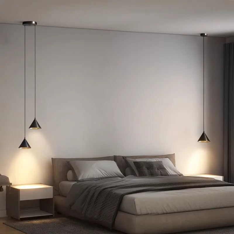 Minimalist Black Conical Aluminum Pendant Light