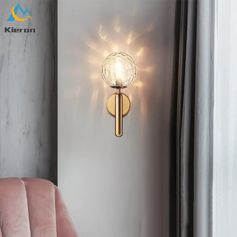 مصابيح حائط LED كروية زجاجية من ديكور بايتس™ لغرف النوم وغرف المعيشة والإضاءة الجانبية للسرير