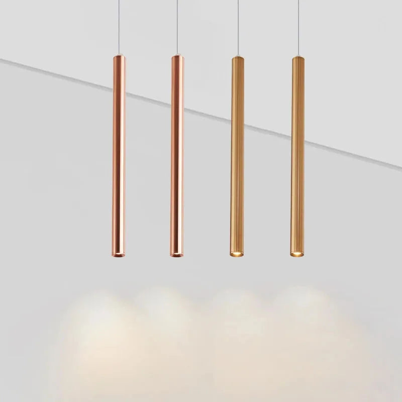 Slim Tube Aluminum Pendant Light in Brushed Nickel