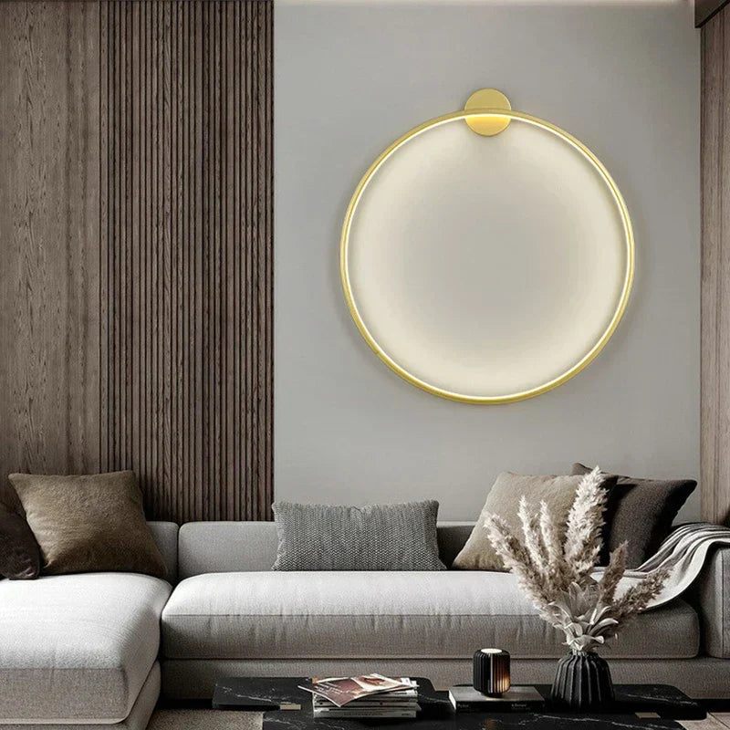 DecorBites™ مصباح حائط LED ذهبي أسود على شكل حلقة لغرفة المعيشة وغرفة النوم