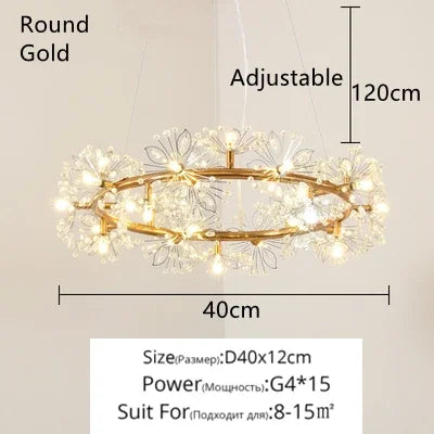 DecorBites™ Crystal Bionic Petals Chandelier for Living Dining Bedroom Hall Hotel Decor