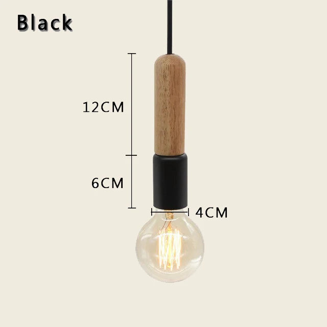 Nordic Wood Pendant Light With Iron Accent