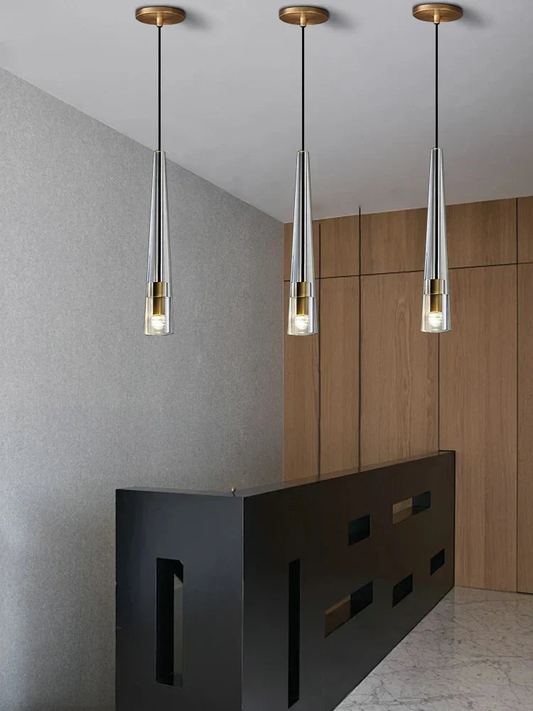 DecorBites™ Crystal Copper Pendant Lights Gold Home Decor Glass Hanging Lamp
