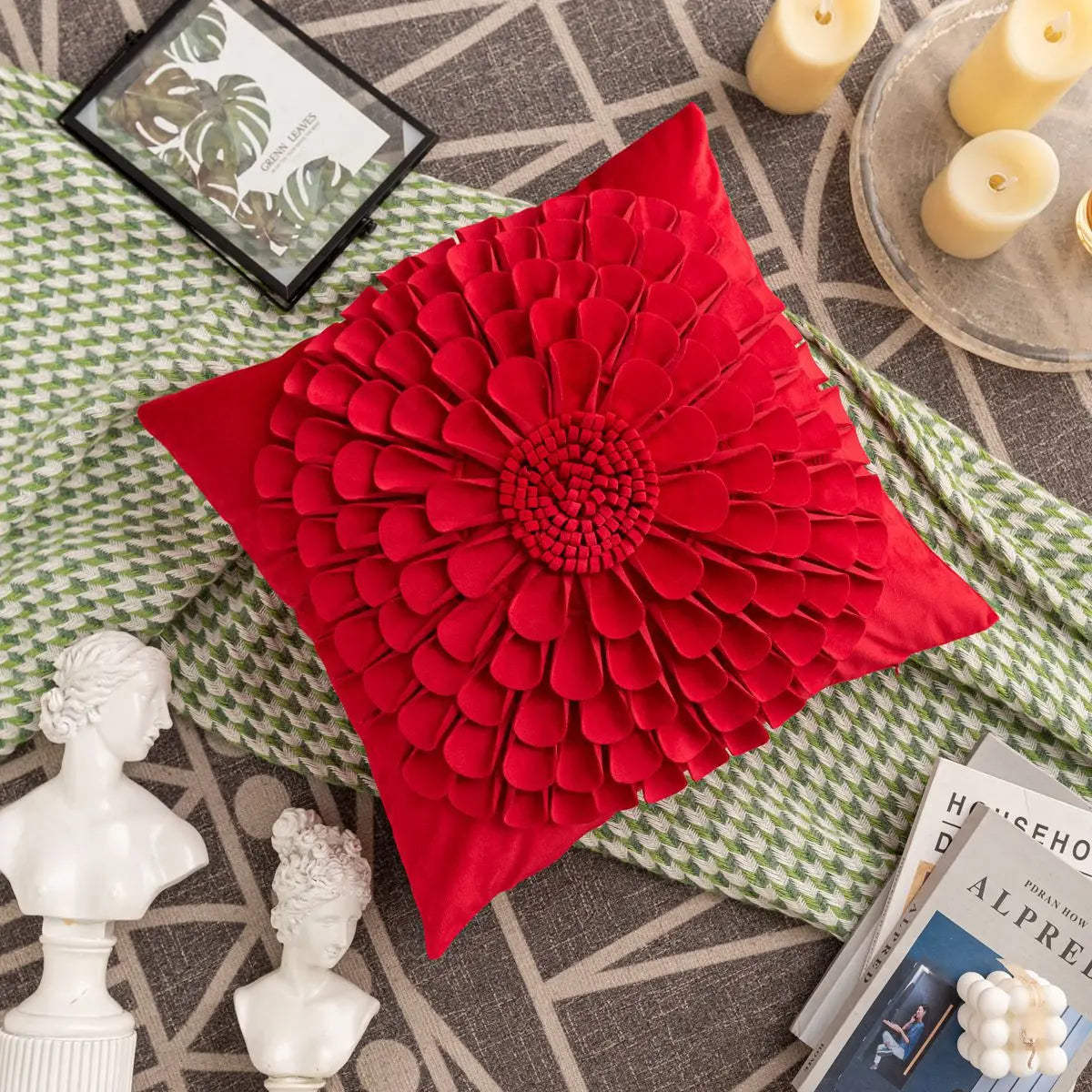 DecorBites™ Handmade Flower Cushion Cover - Elegant Home Decor Pillows