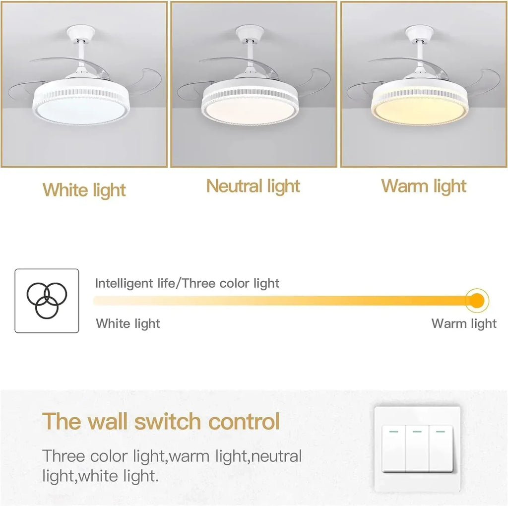 DecorBites™ ثريا مروحة سقف LED بدون شفرات لديكور المنزل الذكي الحديث