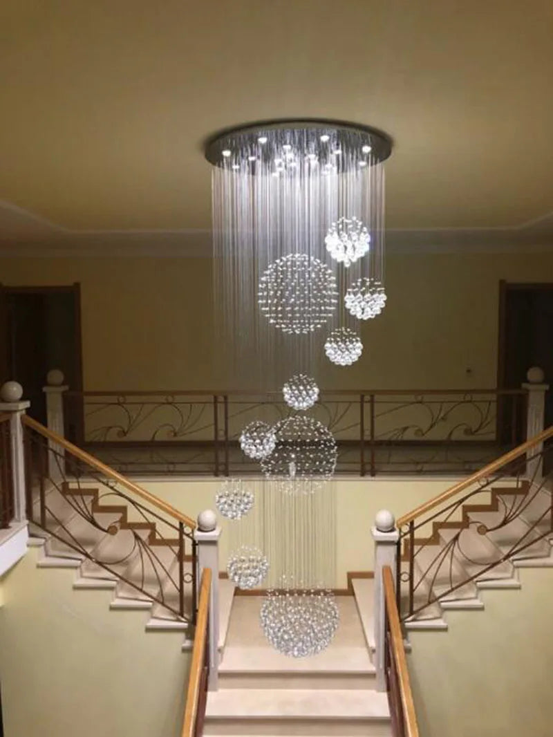 DecorBites™ Crystal Staircase Chandelier Pendant Light - Modern Luxury Large Villa Ceiling Lights