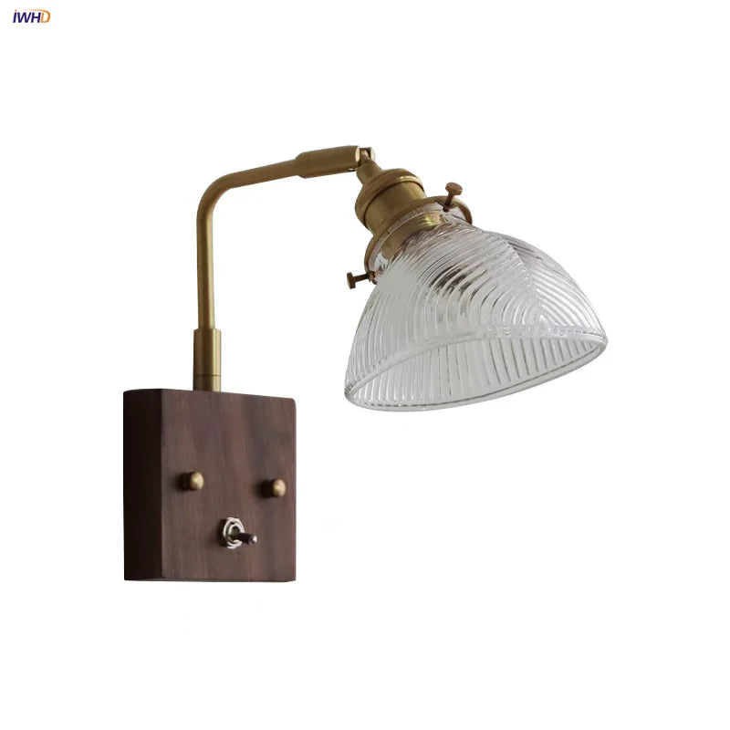DecorBites™ Clear Glass LED Wall Light Walnut Copper Stair Fixture