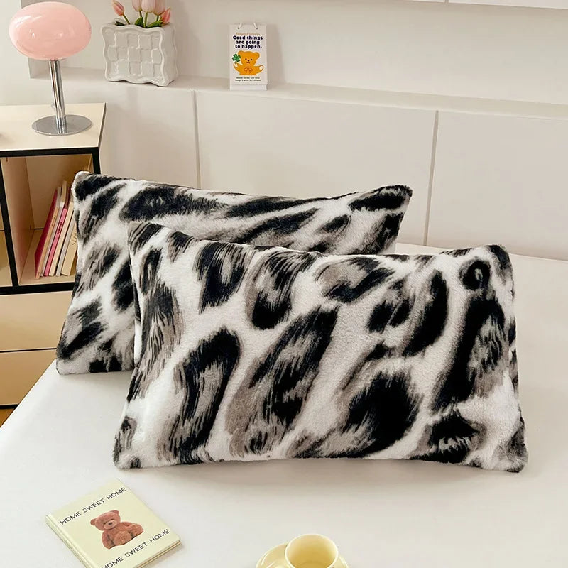DecorBites™ Cozy Winter Plush Pillowcase: Nordic Printed Milk Velvet Soft Home Decor