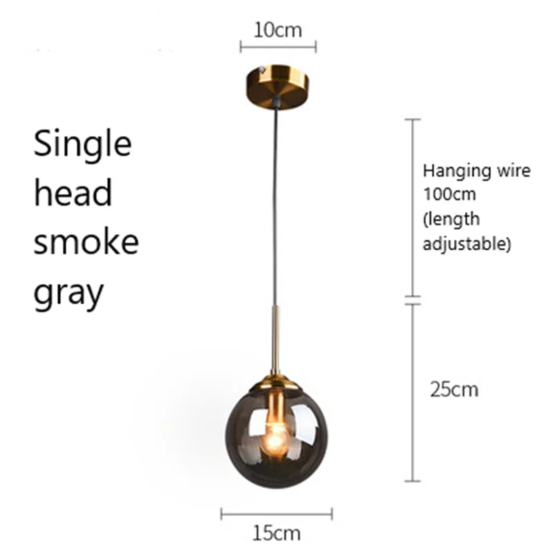 DecorBites™ Glass Pendant Lights: Nordic LED Hanging Lamp for Kitchen, Dining Room, Bedroom.