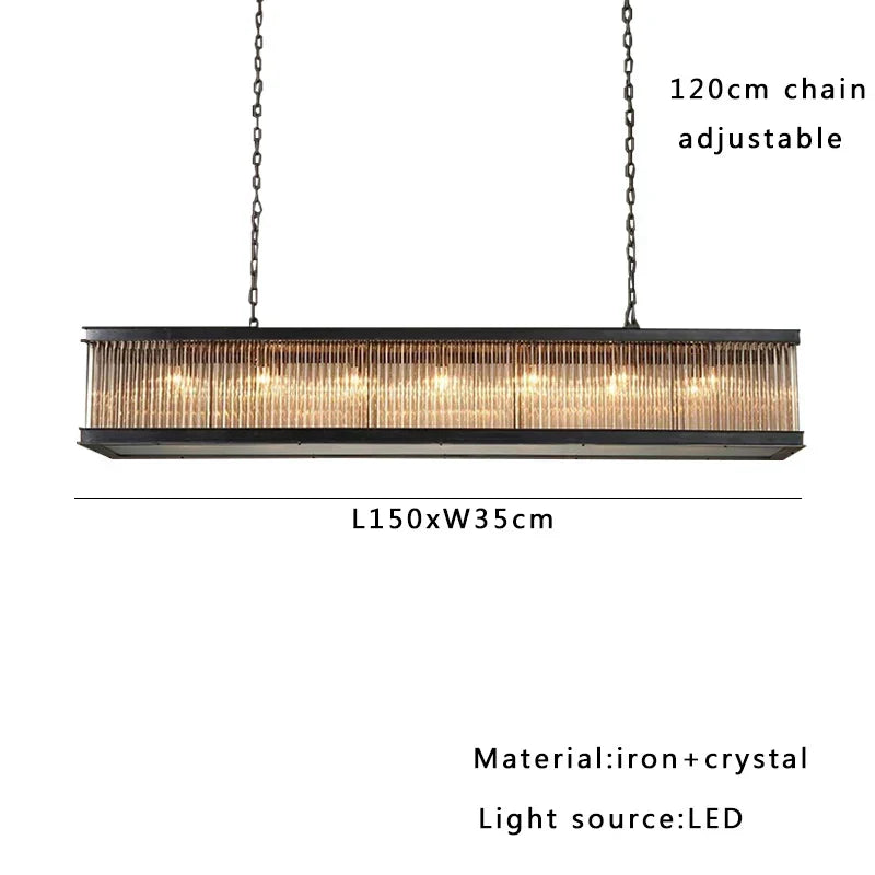DecorBites™ Black Crystal Glass Rectangle Chandeliers for Dining Room - Luxury Retro Hanglamp