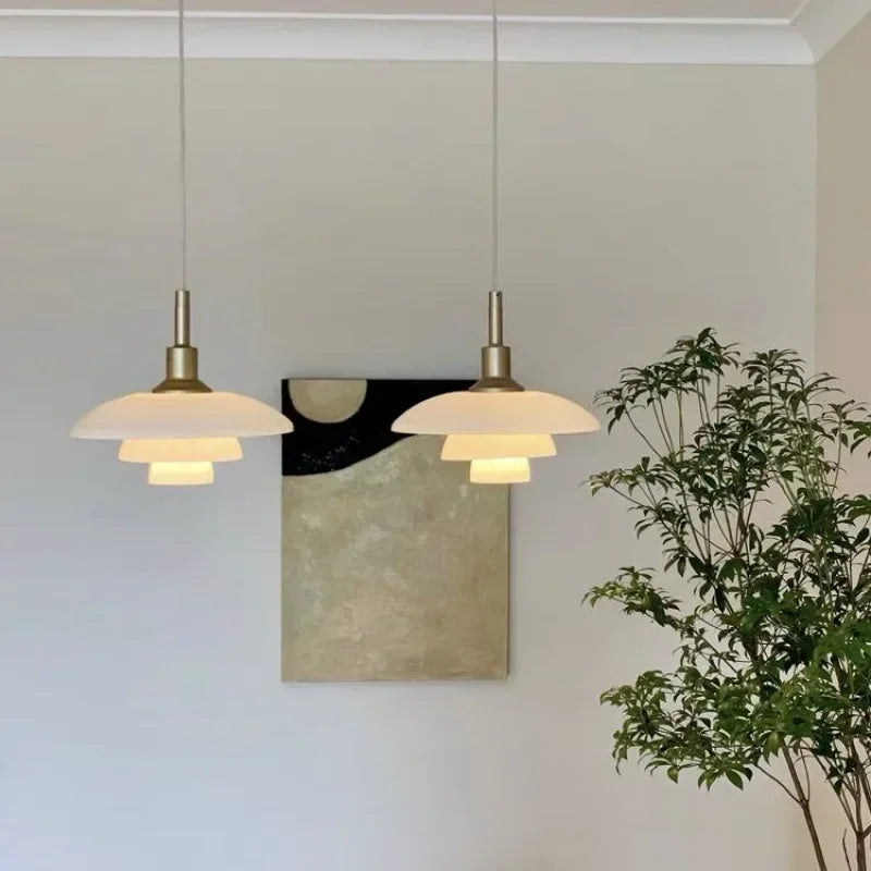 Danish Three-Layer Dish Glass Pendant Light