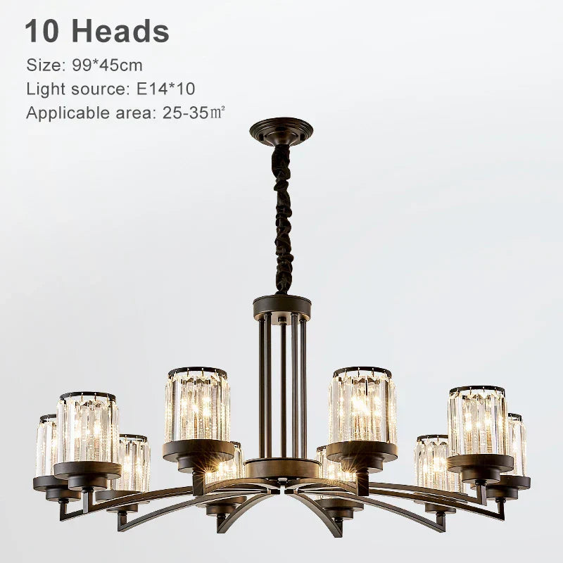 DecorBites™ Black Art Crystal Chandelier for Luxury Living Room Bedroom Lighting Fixtures