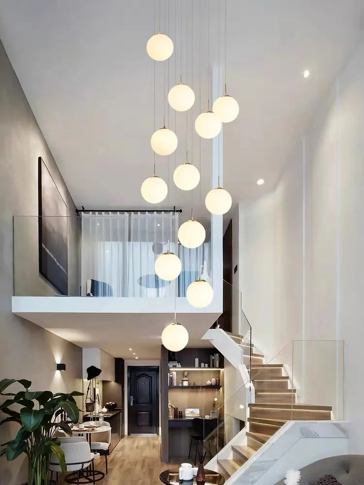 Nordic Glass Staircase Chandelier Pendant Light
