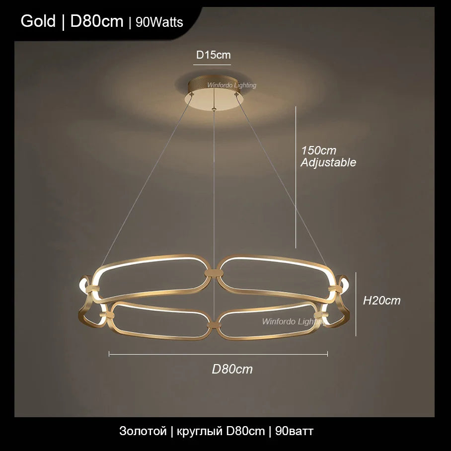 DecorBites™ Adara Luxury LED Chandelier: Modern Ring Light for Home Interior Decoration