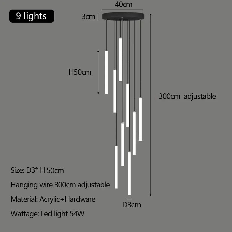 Acrylic Stair Pendant Lights for Modern Villa Decor - DecorBites™ Duplex Loft LED Chandelier