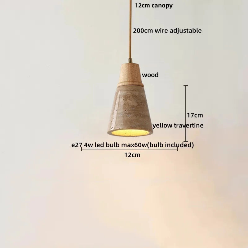 DecorBites™ Iron LED Pendant Light Fixture for Home Living Room, Restaurant Yellow Travertine Ball Hang Lamp