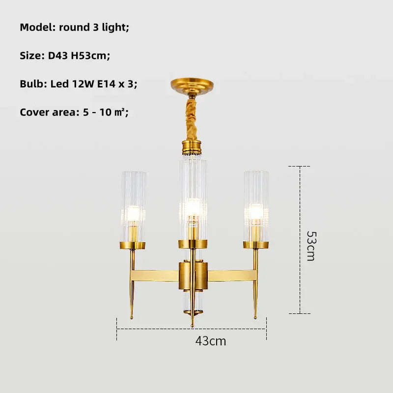 DecorBites™ Gold Metal Glass LED Pendant Lights Chain Hanging Lamp
