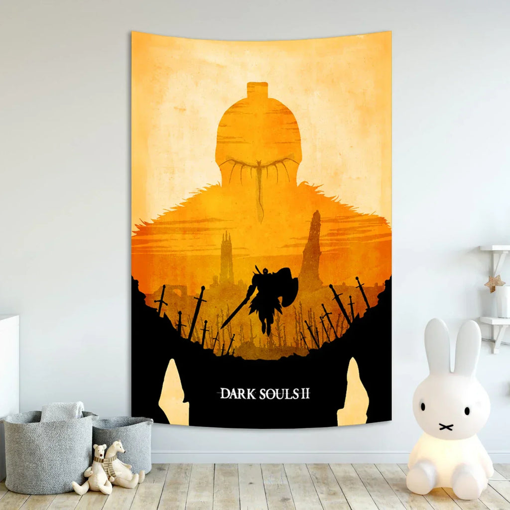 DecorBites™ Dark Souls 3 Tapestry: Gamer Room Decor Psychedelic Background.